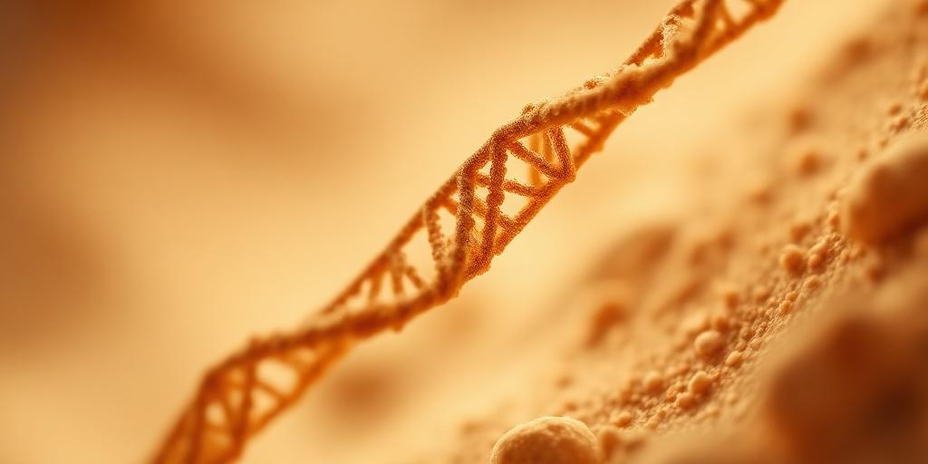 Abstract DNA helix macro in warm tones