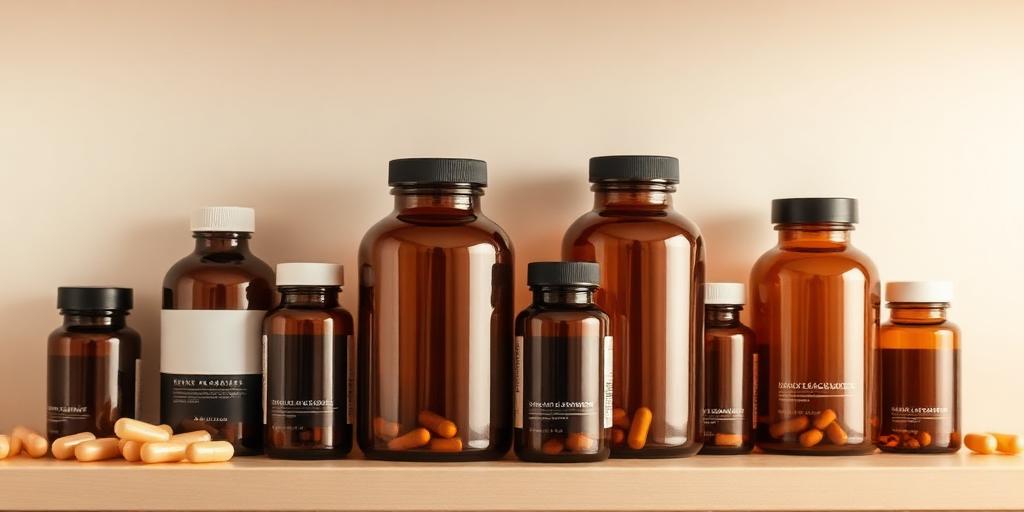 Amber practitioner grade supplement bottles